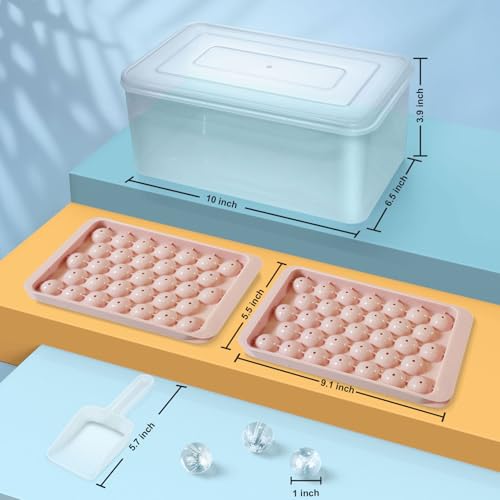 image for WIBIMEN Ice Cube Tray with Lid and Bin - Round Ice Trays for Freezer w