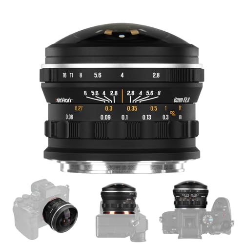 AstrHori 6 mm F2,8 lente de olho de peixe circular ultra grande angular de 220 °, lente criativa com foco manual para fotografia e vídeo, para montagem E-/L, RF e Z (armação E)