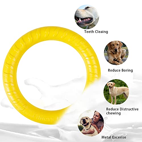 QEEROYO Hunde Fitness Ring, Hundebiss- und Trainingsring für Kleine, Mittel- und Große Hunde, Spielzeug wie Beissring und Flugscheibe, Gelb
