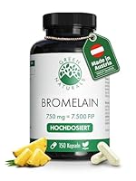 Green Naturals® Bromelain – Hochdosiert: 7.500 F.I.P (750 mg) aus natürlichem Ananas-Extrakt – magensaftresistente Kapseln – Vegan & laborgeprüft – 150 Kapseln (5 Monate)