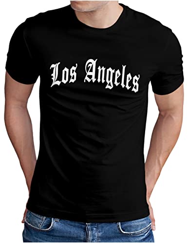 T-shirt Los Angeles OM3 pour homme en noir style Californie grand format XXXXXL