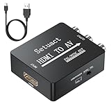Setuact HDMI to AV Converter, HDMI to RCA Converter, Supports PAL/NTSC for Apple TV, Roku, Fire Stick, Blu-ray, DVD Player, Older TV, Projector, (Single)