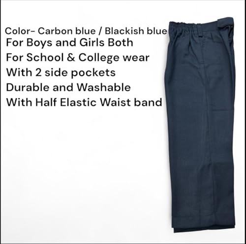 Image of School Uniform Carbon Blue Trousers for Boys and Girls, Formal Regular-Fit School Pants, Comfortable, Durable Fabric for Daily School Wear. 3-4 Years