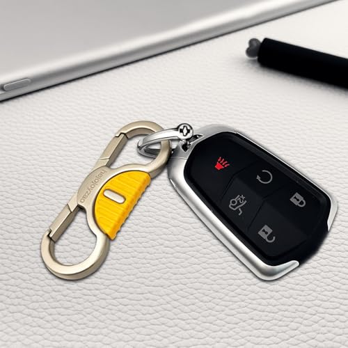 Image of Heavy Duty Keychain with Quick Release Double Carabiner Clip, Key Rings, D Ring, Car Key Holder for Belt Loop