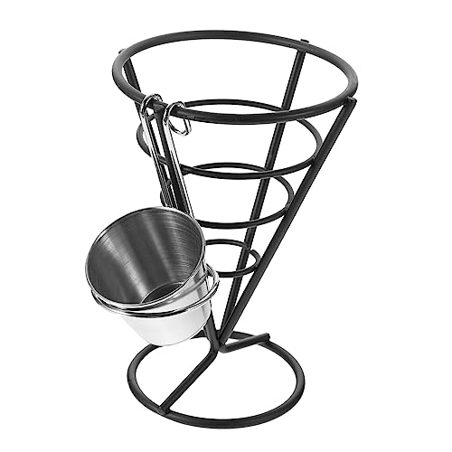 Garneck 1 Set Stand Black Stainless Stainless Steel Restaurant Tableware French Fries Rack