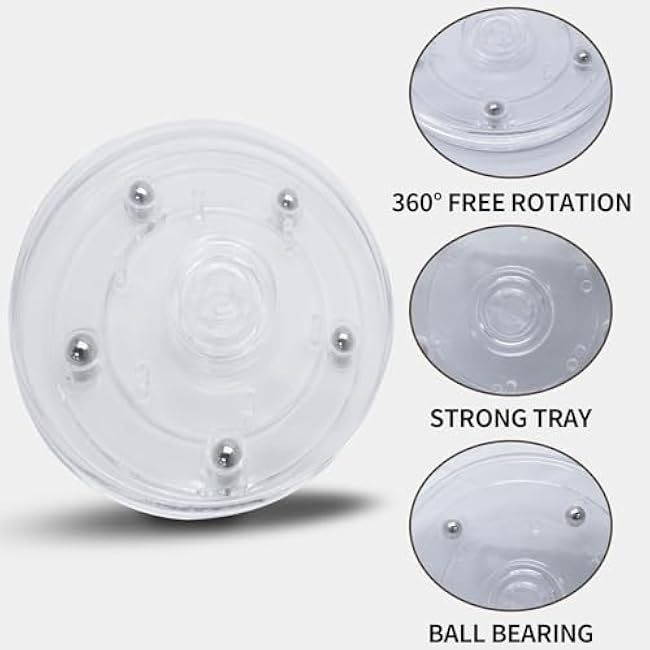 2PCS 4Inch Acrylic Lazy Susan Turntable Platter, Clear Turntable Organizer Round Rotating Plate Revolving Display Base for Spice Rack Table Cake Cookie Decorating