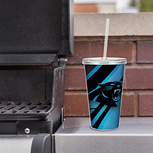 Image of Rico Industries NFL Football 16oz Clear Tumbler W /Straw for NFL Fans