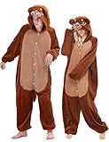 Macuvan Adult Lion Onesie Pajamas for Women Animal Costume Girls Cozy Cute Flannel Jumpsuit Mens One Piece for Halloween Christmas S