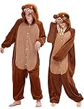 Macuvan Adult Lion Onesie Pajamas for Women Animal Costume Girls Cozy Cute Flannel Jumpsuit Mens One Piece for Halloween Christmas XL