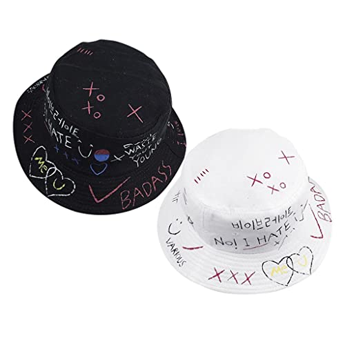 Baoblaze 2x Graffiti Folding Bucket Hat Chapéu de Sol Ao Ar Livre Primavera Hip Hop Bucket Cap