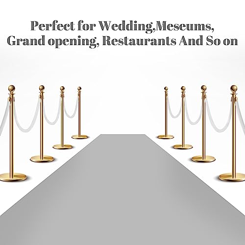 Fumete 6 Pieces Velvet Stanchion Rope Bulk 6.5 Feet Crowd Control Barriers Safety Velvet Rope with Polished Gold Hooks for Party Openings, Not Include Stanchion Post(White)