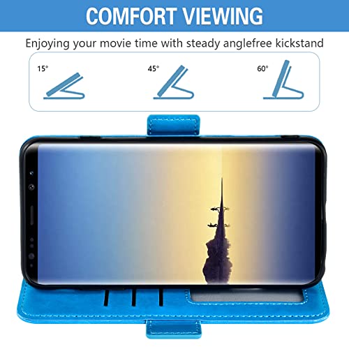 Protection Galaxy Note 8 portefeuille Asuwish avec vitre verre trempé bleu - 4