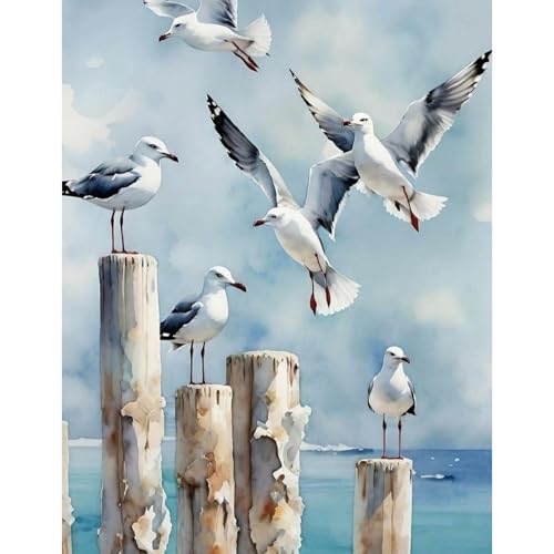 Peinture diamant animaux mouettes à offrir en cadeau de bricolage créatif adulte