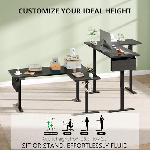 Image of Korfile 63 inch L Shaped Standing Desk Height Adjustable Memory Presets