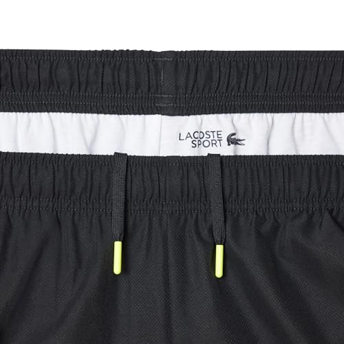 Lacoste Men's Printed Diamond Taffeta Tennis Shorts, Black/Fluo Yellow, XX-Large by Lacoste - Used condition - Image 5