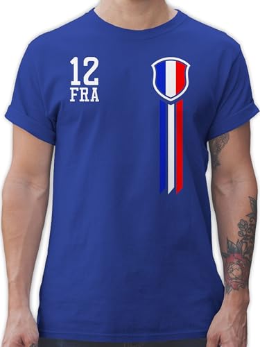 T-Shirt Herren - Fußball EM WM - 12. Mann Frankreich Fanshirt - XL - Royalblau - France Tshirt Football 2022 Fussball Shirt männer Europameisterschaft Koszulka Fan fu Ball Trikot em- Fanartikel