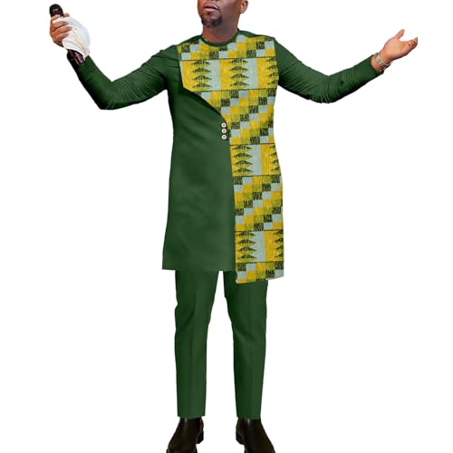 African Suits for Men Wax Cloth Jacket Pants Dashiki Outfit 2 Piece Sets Clothes Attire Clothing