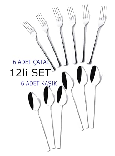 12'li Set Paslanmaz Çelik Çatal Kaşık Seti