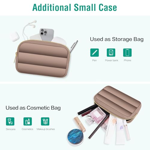 MOSISO Laptop Case 14 inch, 14 inch Puffy Laptop Sleeve Compatible with HP Lenovo Dell ASUS Acer, HP Stream, Dell Latitude, Lenovo IdeaPad, Polyester Horizontal Bag with Small Case, Brown by MOSISO - Image 8