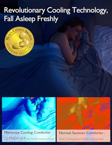 Momcozy Life CoolMurm Cooling Comforter for Hot Sleepers, King/Cali King 106"x90" Soft Breathable Pregnancy Cooling Blanket, 3-Second Cooling, 8 Hours+ Stay Cool All Night, Deep Light Grey