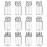 ASTRQLE 12Pcs Empty Refillable Clear Plastic Bottle with Aluminum Screw Cap,Tiny Jars,Travel Small Container (10ml)