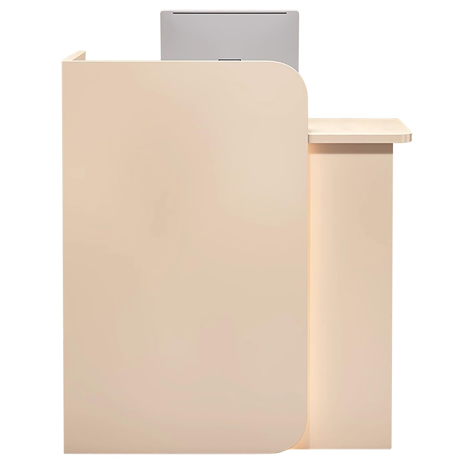 Moderno bancone da reception con luci a LED e cassetto bloccabile, per ufficio, bar, ristorante (beige, 100 cm)