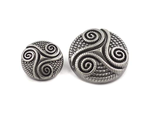 Bezelry Roped Celtic Triple Spiral Gray Silver Color Metal Shank Blazer Button Set. (Gray Silver, Set 18mm and 25mm)3