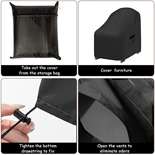 Woanger 8 Pcs Patio Chair Covers Bulk Waterproof Patio Deep Seat Cover 210D Oxford Fabric Stacking Chair Cover For Outdoor Lawn Lounge Garden Swivel Chairs All Weather, 36 X 35 X 32 Inch (Black) #TOP5
