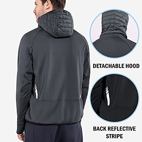 Image of baleaf Men's Running Jacket Lightweight Warm Up Puffer Jacket Hybrid Thermal Hiking Golf Insulated Coat Thumble Hole