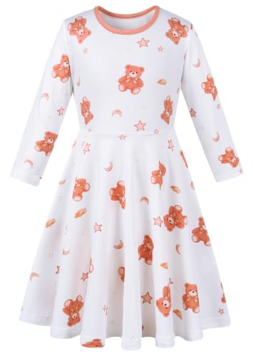 Toddler Girls Nightgown Cute Bear Print Girls Winter Pajamas Sleep Dress