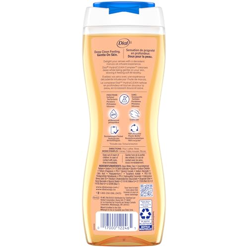 Image of Dial Body Wash, Hydraclean Complex & Vitamin E, Gentle, Leaves Skin Feeling Nourished, Dermatologist-Tested, No Parabens & Sulfates, Pamper & Indulge, Marula Oil, 16 Fl Oz (Pack of 4)