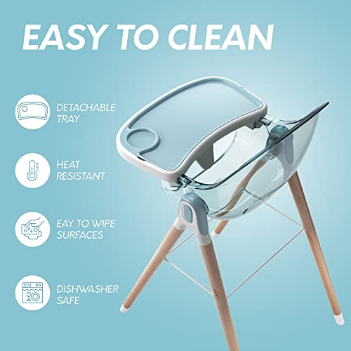 Children Of Design 6 In 1 Deluxe Wooden High Chair For Babies & Toddlers, Modern Safe & Compact Baby Highchair, Easy To Clean, Removable Tray, Easy To Assemble, 6 Options 3 Seat Positions 2 Heights #TOP6