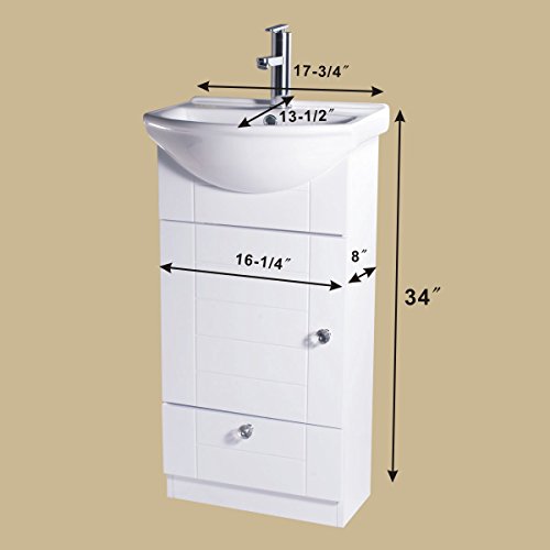 Mahayla Small Bathroom Cabinet Vanity Sink White Heavy Duty Ceramic Wall Mount Sink With Modern Dark Oak Cabinet Vanity, Chrome Faucet, Pop Up Drain And Overflow Renovators Supply Manufacturing #TOP2