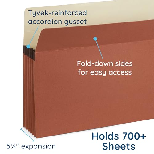 Blue Summit 10 Redwell Folders Letter Size, Brown Accordion File Folders, 5.25” Red Rope Expandable Pockets, Expanding Organizer by Blue Summit Supplies - Image 3