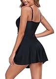 Derssity One Piece Swimming Costume for Women Plus Size Swim Dress Slimming Tummy Control Swimwear Swimsuit with Shorts(B,XL) Black - Image 3