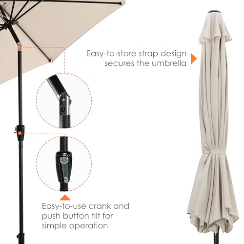 Image of NUU GARDEN 10 ft Outdoor Aluminum Patio Umbrella, Outdoor Table Umbrella with 8 Sturdy Ribs Patio Umbrella with Push Button Tilt and Crank