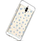 Kompatibel mit Handytasche Huawei Mate 9 Pro Weihnachten Handyhülle Durchsichtig Schutzhülle Silikon Dünn Case Transparent Handyhüllen Kirstall Clear Case Etui TPU Bumper Schale,Blau Schneeflocken
