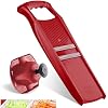 Borner Roko PowerLine Vegetable Slicer Set 2-piece Fine Julienne Cutter for Fruit and Vegetables + Safety Guard Julienne Slicer Mandoline Slicer Set Kitchen Slicer Red