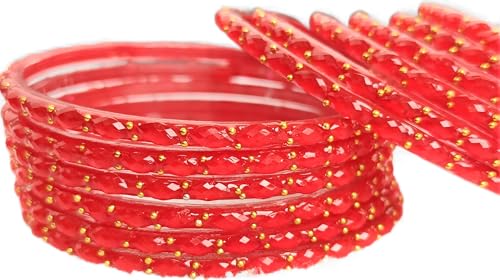 Image of JPS Plain and Glossy Finished Raindrop Glass Bangles Set for Women & Girls | Traditional Ethnic Chudi for Wedding, Party & Regular- Set of 12 Pcs of One Colour | Wedding Special