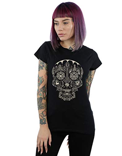 Disney Women's Coco Skull Mono Pattern T-Shirt Black X-Large