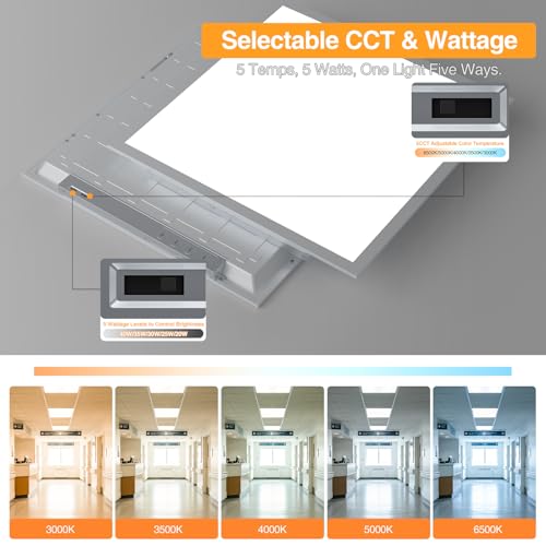 Image of 2x2 LED Flat Panel Light,Selectable 5CCT,0-10V Dimmable,5200LM,6Pack