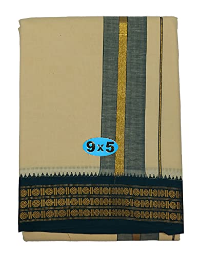Dhoti pour usage traditionnel pooja en coton bleu ensemble homme complet pour les fêtes