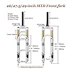 Fourche À Suspension Vélo Pneumatique 26/27,5/29 Pouces, Alliage D'aluminium Amortisseur Ultraléger 1-1/8" Fourche Avant Vélo Montagne Course 140mm (Couleur : Remote Lock A, Size : 26 inch) #1