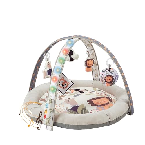 Image of Urban Cradle Co. Musical Light Up Play Gym & Activity Mat, 5 Detachable Baby Toys, Tummy Time Mat, Sensory Motor Skills Development, Toy Gift for Baby, Interactive Fun, Ideal for Newborns & Infants