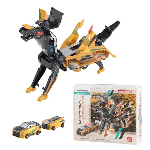 Lixstyea 2 in 1 Transformierendes Auto - 2 Stück Einhorn Auto Roboter Set, magnetisches Drachenspielzeug, Kollision Deformation Kombinierter Autospielzeug, Geschenk für Jungen und Mädchen