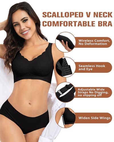 Image of Wireless Support Bra Full Coverage Padded Push Up Anti Sagging Comfortable Seamless Lace Bras No Underwire