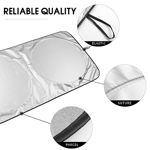 Jegruda Car Windshield Sun Shade Foldable Car Front Window Sun Shield With Storage Pouch， Block Uv Rays, Protect And Cool Vehicle Interiors (59 X 28 In) #TOP2