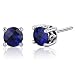 Scroll Design 2.00 Carats Created Blue Sapphire Round Cut Stud Earrings in Sterling Silver