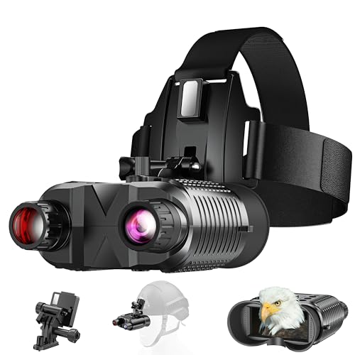 AILNJUC Night Vision Goggles Head Mounted, 1312FT Night Vision Binoculars Compatible with Military Tactical Helmet, Infrared Long Focus 8X Digital Zoom/32GB SD Card