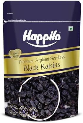 Happilo Premium Afghani Black Raisins Seedless 250g | Kali Kishmish/Kismis | Dry Fruits, Healthy Snacks | Rich in Fiber, Potassium & Antioxidants | Tasty & Nutritious